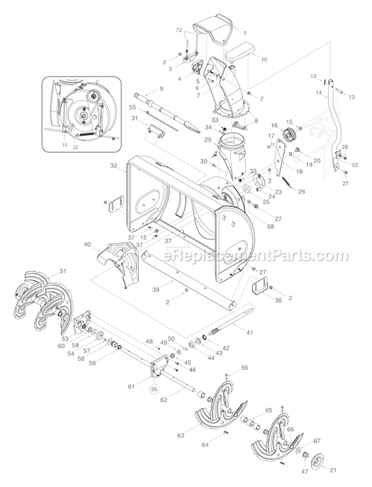 Page B Diagram and Parts List for 31AE5KLF701 2005 Yard Man Snow Blower
